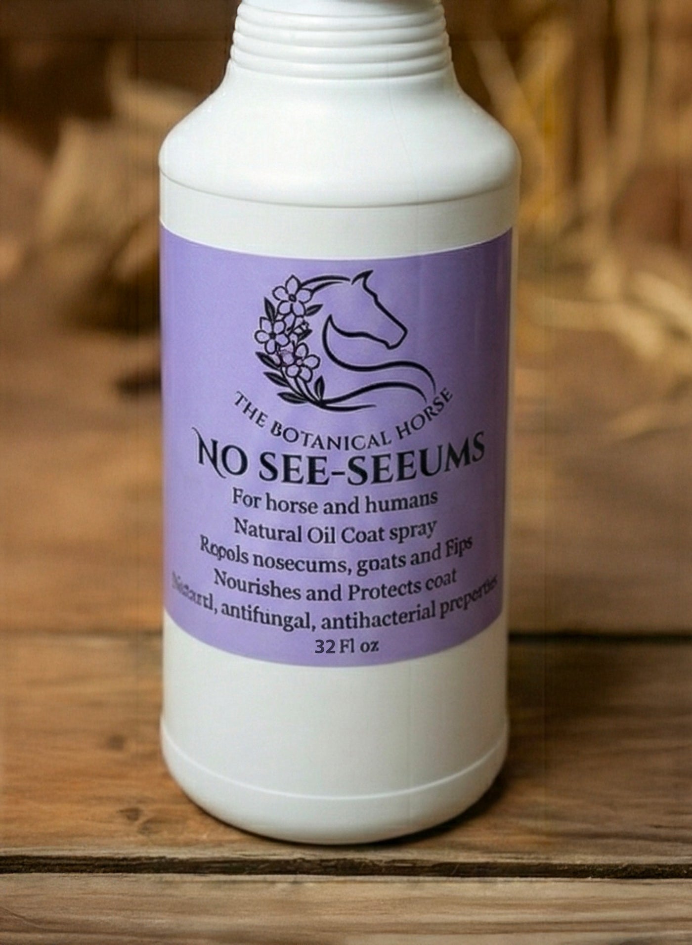 No-See-Um Coat Spray applied to horse coat — neem and tea tree oil pest defense and skin conditioner