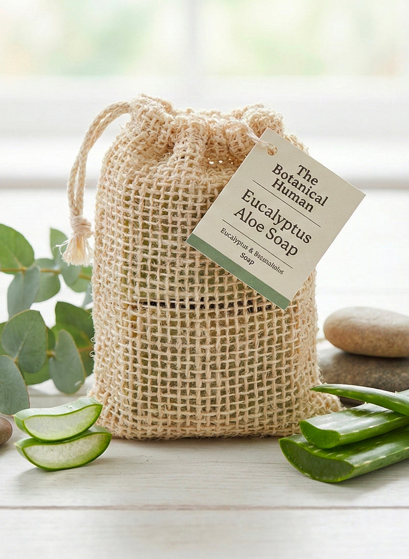 All-natural goat's milk shampoo bar for horses with hemp scrub bag