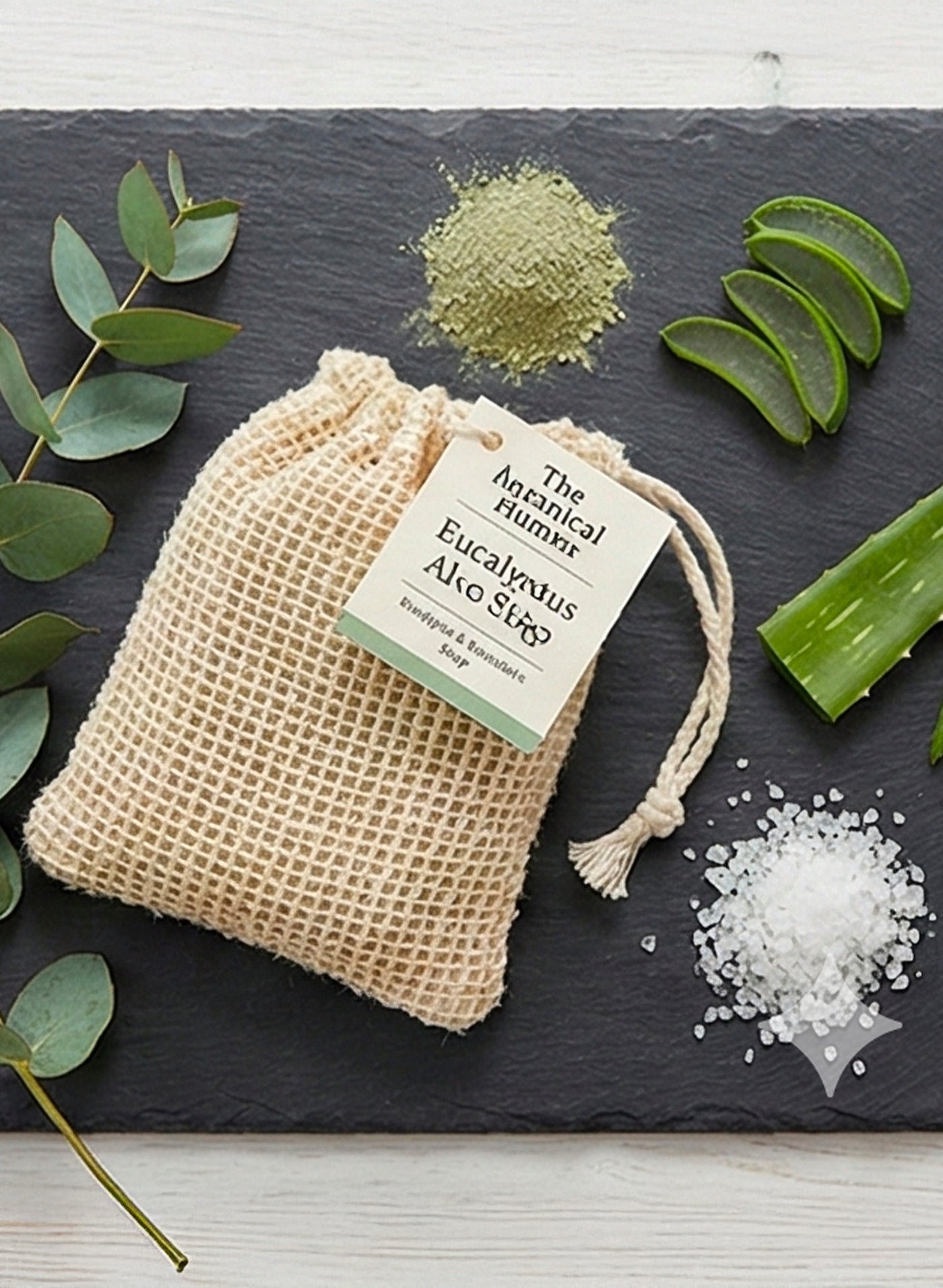 Horse shampoo bar in hemp soap bag for natural grooming